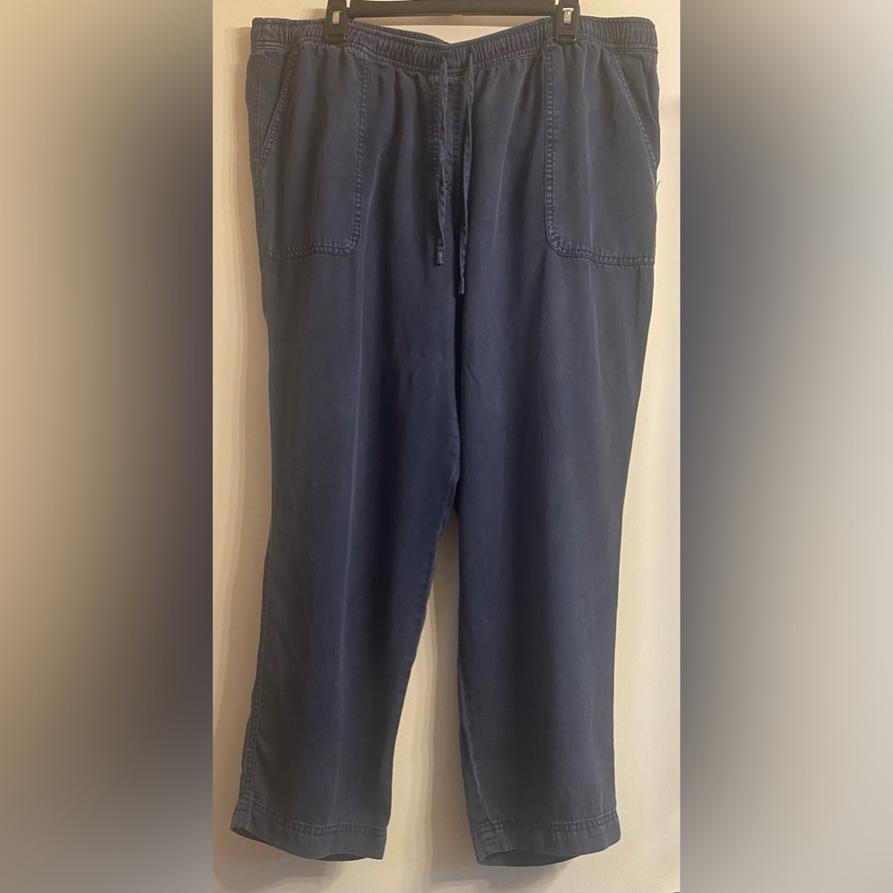 Hilary Radley Women's Drawstring linen Tencel Pants XXL blue.